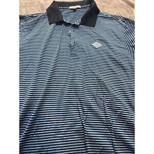 Peter Millar Crown Polo Shirt Men L Blue Black Thin Striped Golf‎